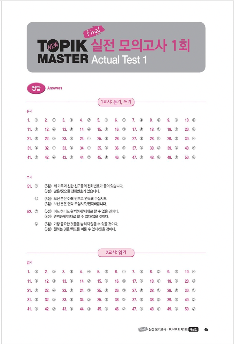 TOPIK MASTER Final 실전모의고사 TOPIK 2 -ingles