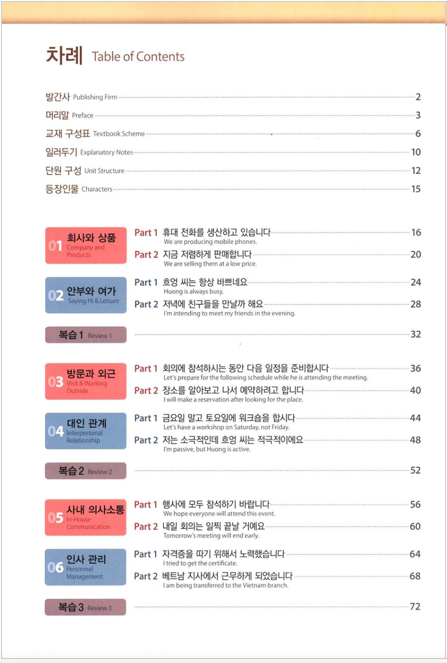 비지니스 한국어 1,2 Coreano avanzado para negocios.