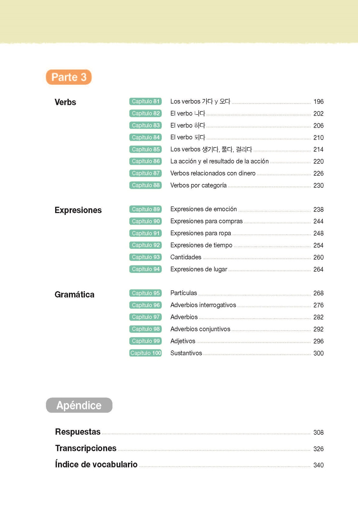 Coreano fácil Vocabulario