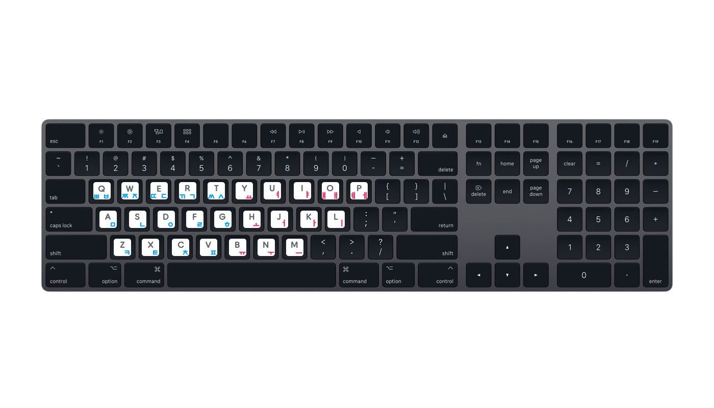 Set de etiquetas para teclado Español - Coreano (2x)